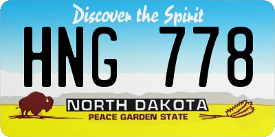 ND license plate HNG778