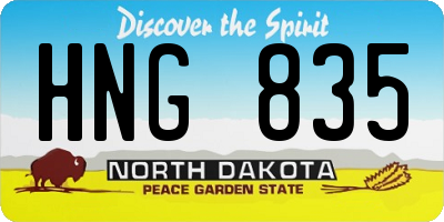 ND license plate HNG835
