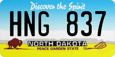 ND license plate HNG837