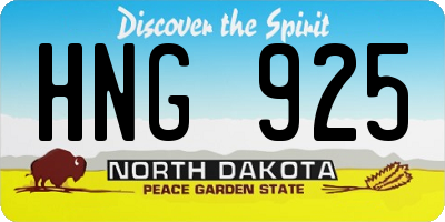 ND license plate HNG925