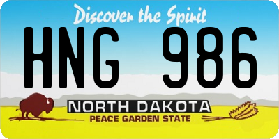 ND license plate HNG986