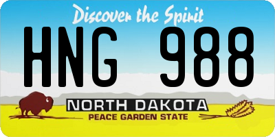 ND license plate HNG988