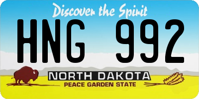 ND license plate HNG992