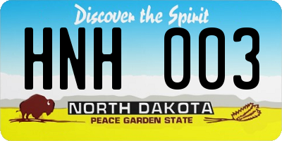 ND license plate HNH003