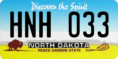 ND license plate HNH033