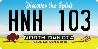 ND license plate HNH103