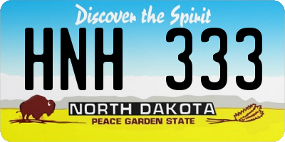 ND license plate HNH333