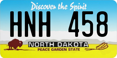 ND license plate HNH458