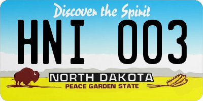 ND license plate HNI003