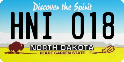 ND license plate HNI018