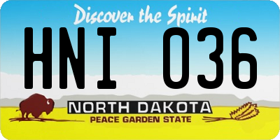 ND license plate HNI036