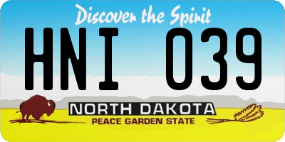 ND license plate HNI039