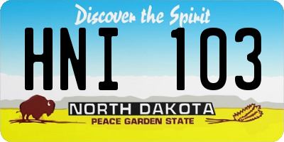 ND license plate HNI103