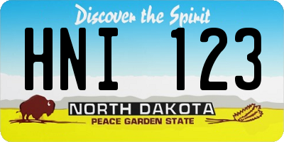 ND license plate HNI123