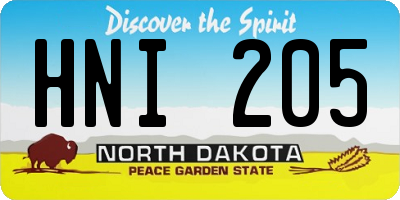 ND license plate HNI205