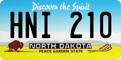 ND license plate HNI210