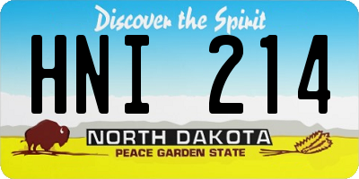 ND license plate HNI214