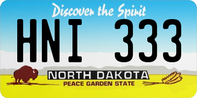 ND license plate HNI333