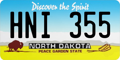 ND license plate HNI355