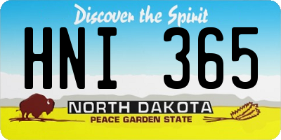 ND license plate HNI365