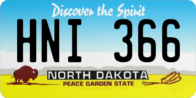 ND license plate HNI366