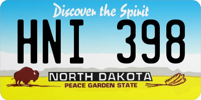 ND license plate HNI398