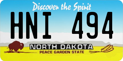 ND license plate HNI494