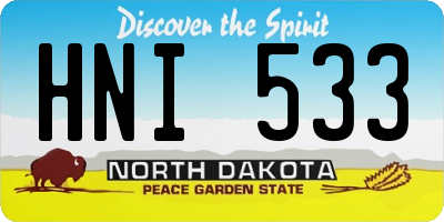 ND license plate HNI533