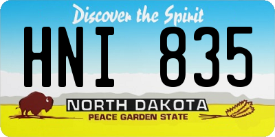 ND license plate HNI835