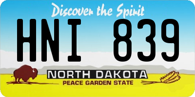 ND license plate HNI839