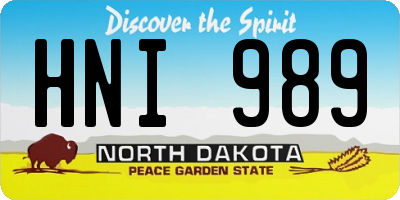 ND license plate HNI989