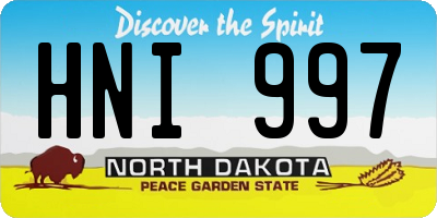 ND license plate HNI997