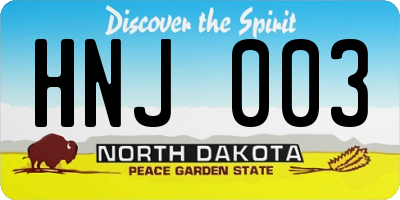 ND license plate HNJ003