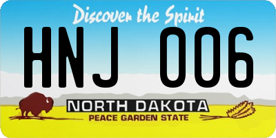ND license plate HNJ006