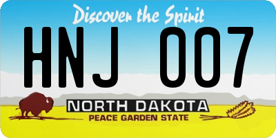 ND license plate HNJ007