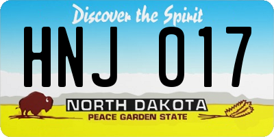 ND license plate HNJ017