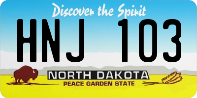 ND license plate HNJ103
