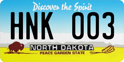 ND license plate HNK003
