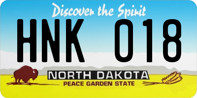 ND license plate HNK018