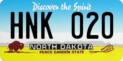 ND license plate HNK020