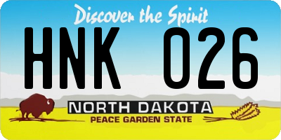 ND license plate HNK026