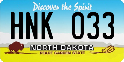 ND license plate HNK033