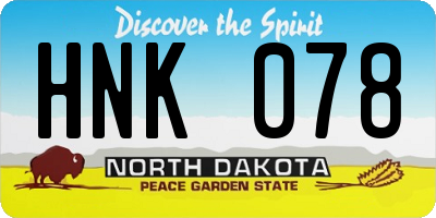 ND license plate HNK078