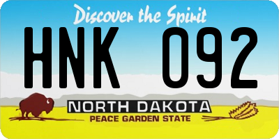 ND license plate HNK092