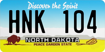 ND license plate HNK104
