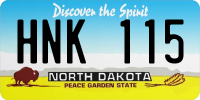 ND license plate HNK115
