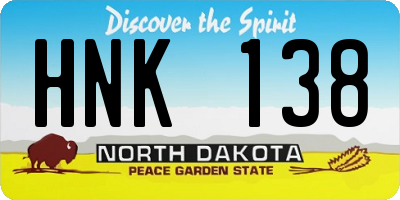 ND license plate HNK138