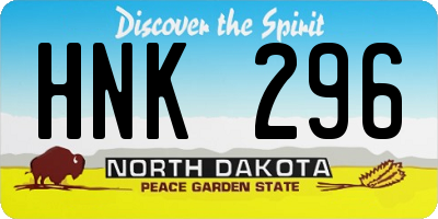 ND license plate HNK296