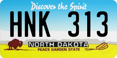 ND license plate HNK313