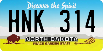 ND license plate HNK314